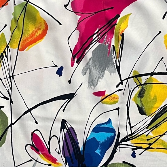 AGB Abstract Floral Pattern Sheath Dress Size 6 White Pink Fuchsia Yellow Blue - Picture 3 of 7